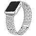 Rhinestones Bands with Diamond Face Cover for Women Men, Falandi Bling Stainless Steel Replacement Wristband for Apple Watch Series 3, Series 2, Series 1, iWatch Nike+ Sport Edition (Silver, 38mm)