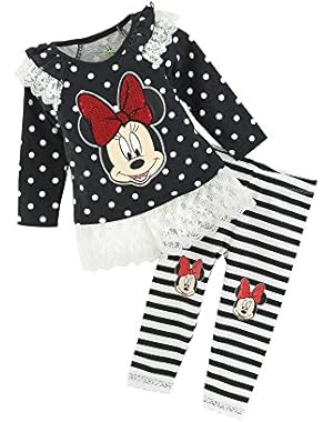 Nannette Baby Girls' 2-Piece Minnie Mouse Lace Top And Leggings Set