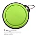 Pet Silicone Foldable Bowl - Retractable Travel Protable Water Bottle/Dish with a Metal Carabiner, Also Can Used as Flying Disc Toy for Dogs & Cats, Green