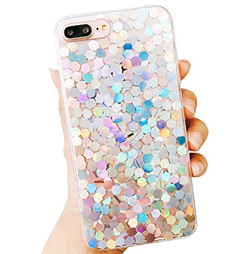 iPhone 8 Plus/7 Plus Bling Case Sparkle Ombre Sequins Polka Dot Air Prism Glitter Translucent Soft TPU Flexible Slim 3D Design Case Cover for Apple iPhone 8/7 Plus(iPhone 8 Plus/7 Plus, Mix)