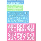 Shappy 4 Pieces Letter Stencil Alphabet Stencils Number Craft Ruler Decorative Plastic Letter Stencils Guides Set, Assorted Colors