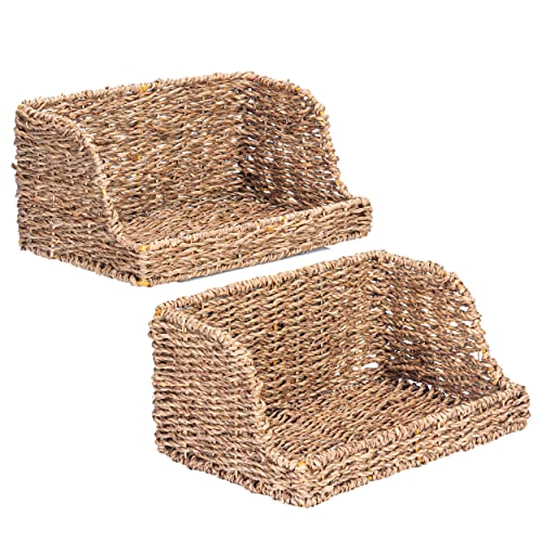 VATIMA Natural Seagrass Storage Baskets for Organizing with Open Front for Kitchen, Decorative for Shelves, 11.8” x 7.5” x 5.5”, 2 Pack