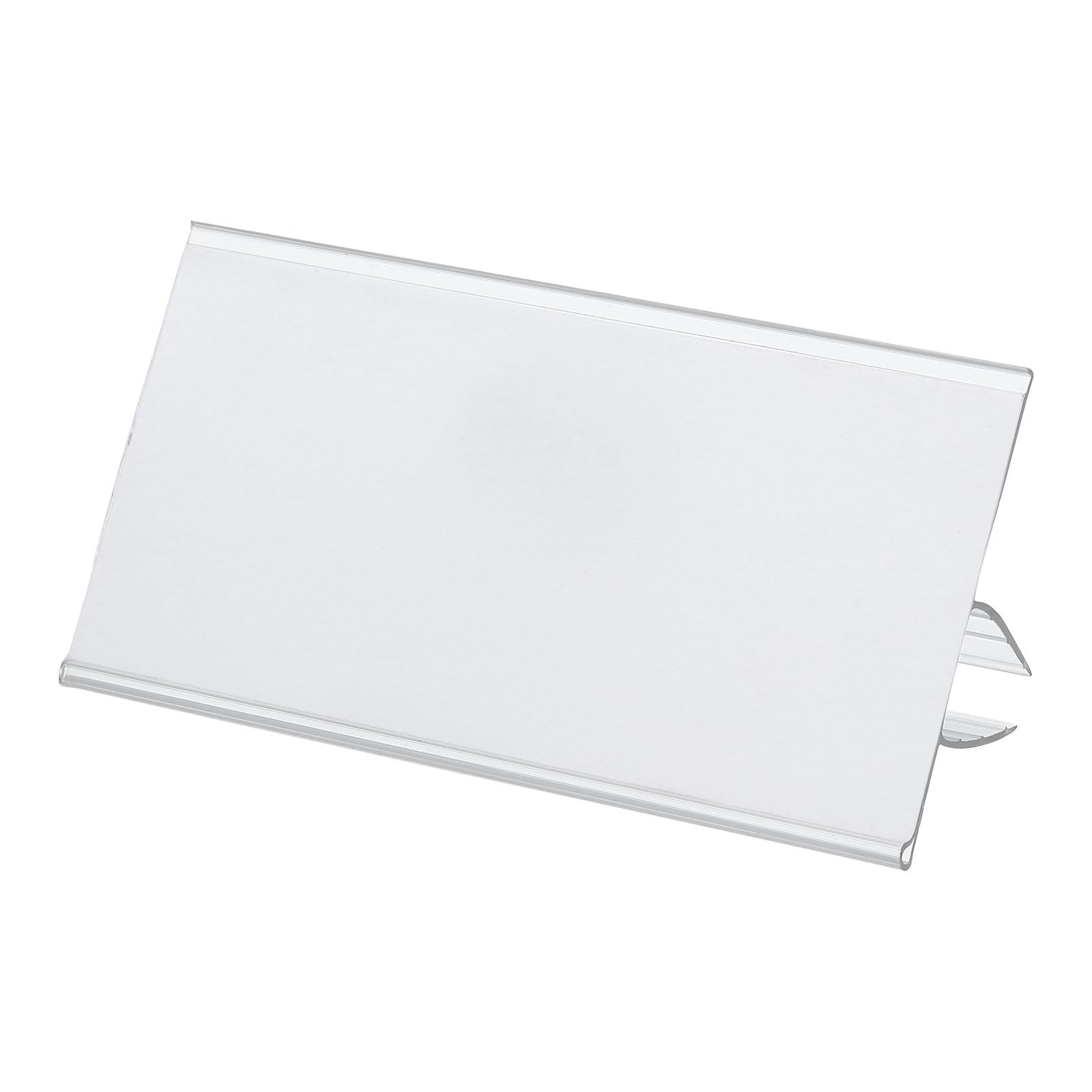 PATIKIL 3.1"L x 1.65"W Glass Shelf Sign Holder, 30 Pack Plastic Clear Tags with Blank Labels Fits for 0.27" to 0.47" Wood Glass Shelving