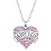 O.RIYA Daddy's Girl Crystal Heart Pandent Necklaces (Pink)