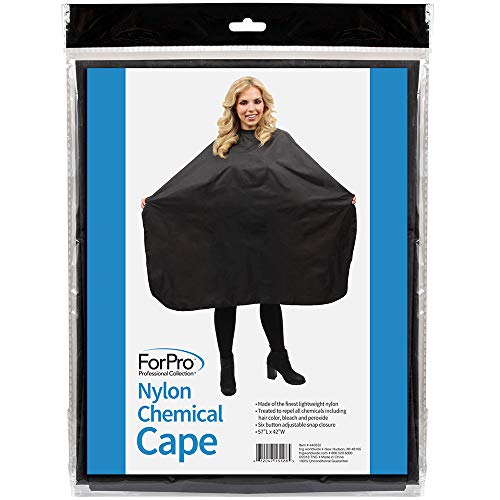 ForPro Professional Collection Nylon Chemical Cape, Professional Hair Salon Cape with Adjustable Snap Closure, 42” W x 57” L