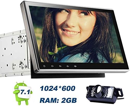 Android 7.1 Car DVD Player in Dash GPS Navigation with Quad Core 10.1 Inch 1024600 Touch Screen 2GB Double 2 din Radio Video Audio FM/AM RDS Radio GPS Wifi BT Mirror Link + Rear View Camera