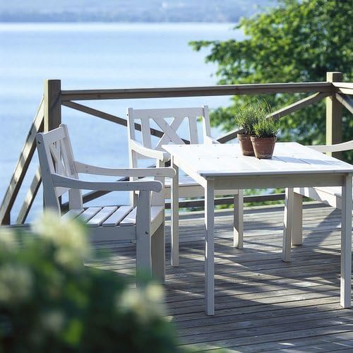 Dining Chair Läckö Swedish design Outdoor Garden (Material: Pine, Color: White, Made in the EU)