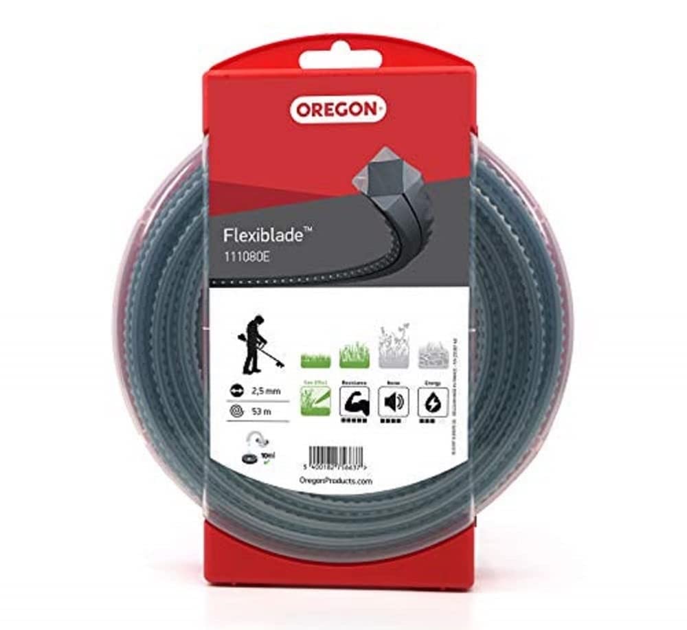 Oregon Serrated 2.5mm Strimmer Line, Tackles Thick Grass, Weeds, Tough Vegetation & Brambles, Professional Heavy Duty Durable Strimmer Wire, Fits Most Standard Models, 2.5 mm x 53 m (111080E)