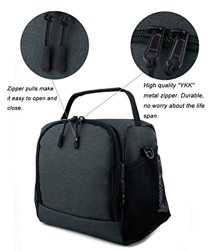 Insulated Lunch Box F40C4TMP Tote Cooler Bag Medium For men adult women kids bento box Grey, Medium