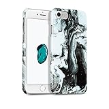 GMYLE Glossy Ultra Slim Hard Back Case for iPhone 7 - Black Water Marble Pattern