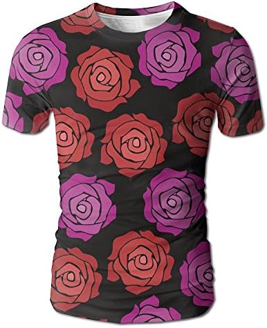 Vintage Roses Pattern Men Young Cute Tshirt Short T-Shirt Personality
