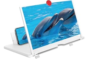 Screen Magnifier Amplifier,Boolian 3D HD New Phone Holder Screen Amplifier, Movie Video Phone Amplifier Screen Phone Projector for All Smartphones (White)