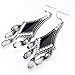 She Lian Vintage Silver Tone Rhinestone Jewelry Big Dangle Chandelier Earrings for Women (Black)