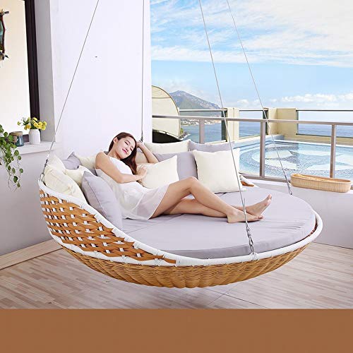MU Hängesessel Doppelschaukel Stuhl Innen Erwachsene Wiege Stuhl Balkon Hängematte Korbstuhl Im Freien Einzelnen…