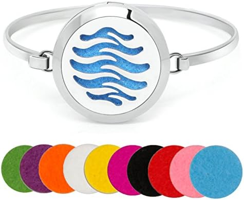 30mm Aromatherapy Essential Oil Diffuser Locket Bracelet Stainless Steel Perfume Bangle Pendant With 10 Pads