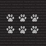 Set of 6 Mini Paw Print Iron On Rhinestone Crystal T-shirt Transfers by Jubilee Rhinestones