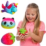 GirlZone Gifts for Girls: Set of 3 Slow Rising Squishies, Unique Colors, Stress Reducing, Scented Squishy, Birthday Present Gift for Girls Age 4 5 6 7 8 9+