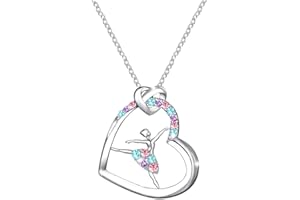 M&Ostyle Dance Necklace for Girls Womens Crystal Heart Pendant Necklaces Gifts Jewelry Gifts for Girls Daughter Granddaughter Niece Birthday Gift for Dance Lovers