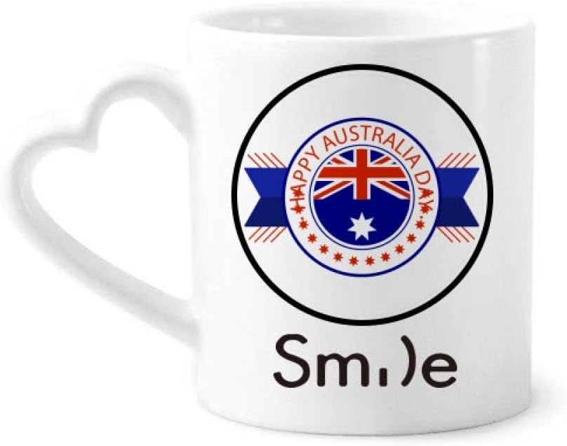 Amazon Co Jp オーストラリアの建国記念日の旗のイラスト スマイル柄マグカップ陶器のハート柄 ホーム キッチン