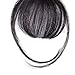 AISI QUEENS Clip in Bangs Hair Extensions Human Hair Air Bangs/Fringe Hairpiece Black Color with Temple Hand Made Tied Bangs for Women