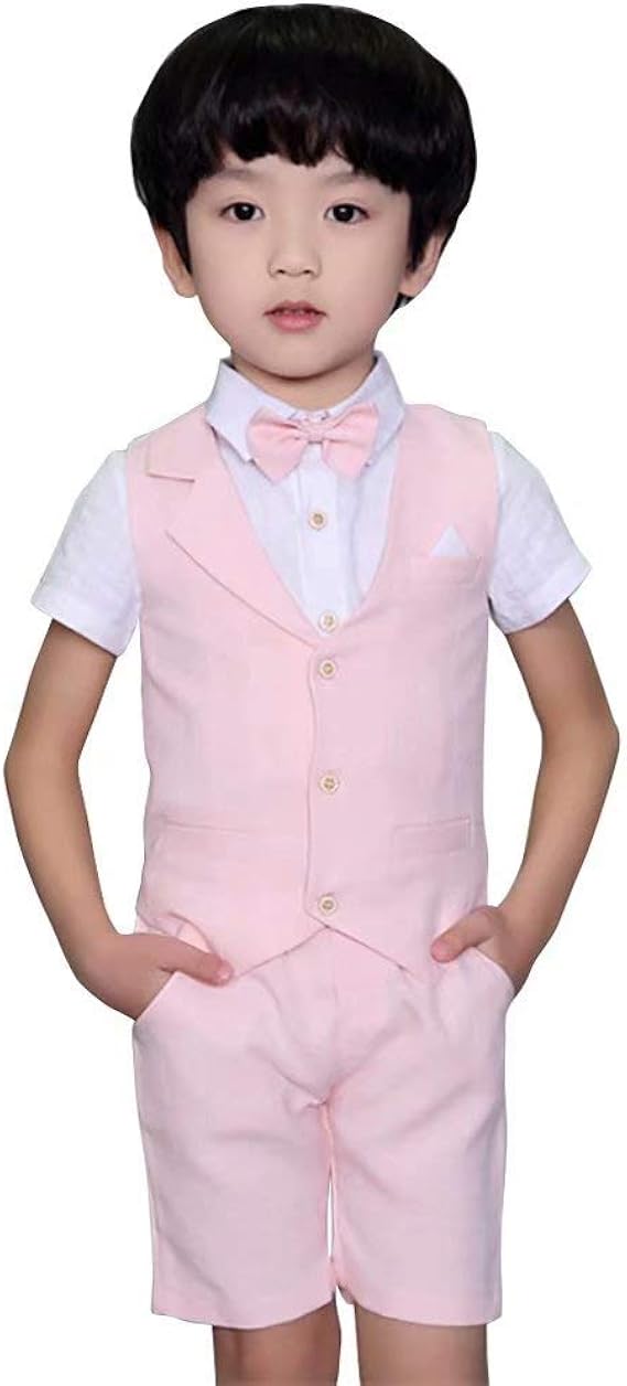 Amazon Amiggoo キッズ 男の子 ネクタイ付き シャツ 半袖 Yシャツ 半パンツ ショートパンツ 上下セット フォマール 発表会 結婚式 入園式 卒業式 ピンク ライトブルー グレー 90 100 110 1 130 140 150 フォーマル 通販