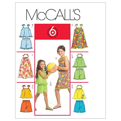 McCall's Patterns M5419 Children's'/Girls' Tops, Dresses and Shorts, Size CHJ (7-8-10-12-14)