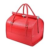 HOYOFO Professional Makeup Train Case with Extendable Trays Large Beauty Case Cosmetic Storage (Red)