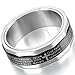 MOWOM Silver Tone Black Stainless Steel Ring Band Bible Lords Prayer Cross