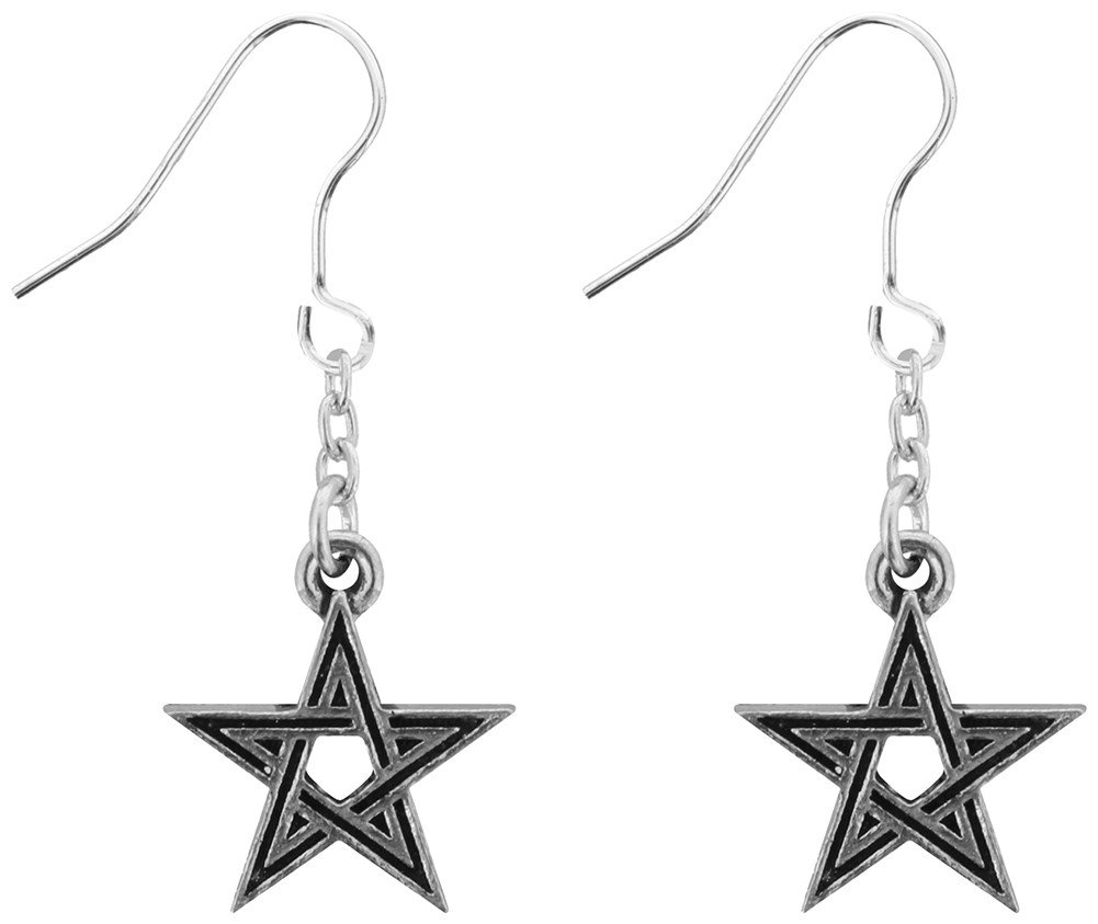 Alchemy Gothic Black Star Pair of Earrings