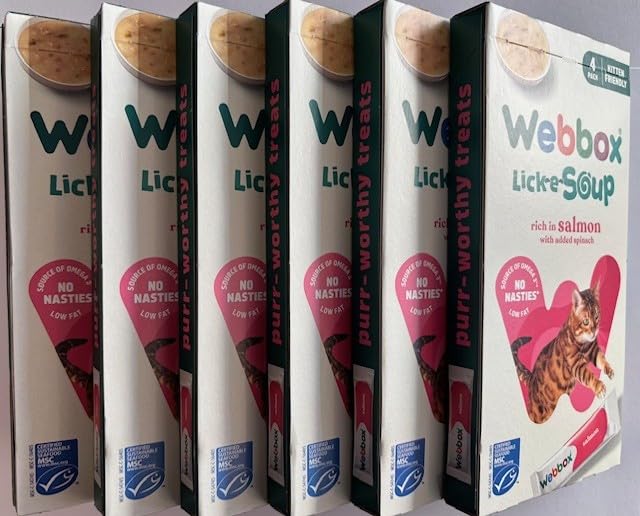 Webbox Lick-e-Soup Rich in Salmon (Pack of 6) - with added Spinach