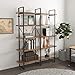 IRONCK Bookshelf, Double Wide 5-Tier Open Bookcase Vintage Industrial Large Shelves, Wood and Metal Etagere Bookshelves, for Home Decor Display, Office Furniture