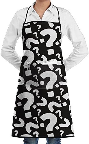 Adult Question Symbol Adjustable Kitchen Bib Apron With Pocket Cooking Restaurant Chef Aprons For BBQ, Painting, Bar Pub