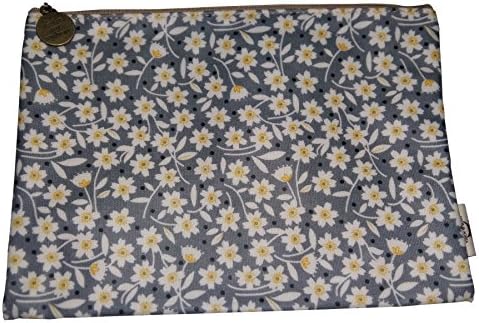 AURORA BAY Slim Sqaure Cosmetic Pouch Clutch Makeup Bag Waterproof Toiletry Bag, Travel Kit Bag (Flower Charcoal)