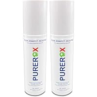 PUREROX disinfectant (3.4oz, 2pk) TSA Travel Size. Eliminate viruses Norovirus, MRSA, Athlete Foot Fungus, Bacteria. Hospital