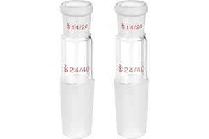 PATIKIL Borosilicate Glass Reducing Connecting Adapter, 2 Pcs from 14/20 Outer to 24/40 Inner Joint Connecting Adapter Distillation Parts for Lab Use Equipment Supply, Style 24