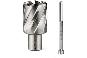 OSCARBIDE 1-1/4"x1 Annular Cutter 3/4 inch Weldon Shank,1-1/4 inch Cutting Diameter,1 inch Depth of Cut,2 Flat Mag Drill Bit with Pilot Pin for Magnetic Drill Press,1 Piece