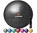 Wacces Professional Exercise, Stability and Yoga Ball for Fitness, Balance & Gym Workouts- Anti Burst - Quick Pump Included (Black, 65 cm)