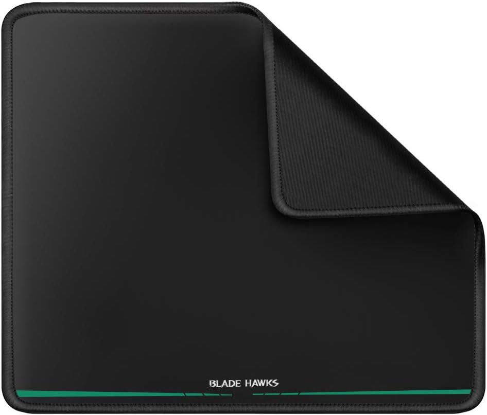Blade Hawks Mouse Pad with Stitched Edges, Smooth Premium-Textured Mouse Mat, Non-Slip Rubber Base Mousepad-10" x 8" , 0.1inch Thick (Small Black)