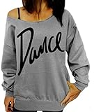 Voguegirl Women Letter Printed Off Shoulder Slouchy Sweatshirts Sweater