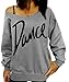 Voguegirl Women Letter Printed Off Shoulder Slouchy Sweatshirts Sweater