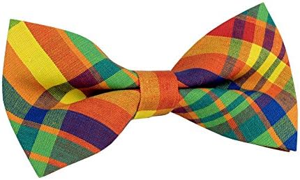 ST34 Brand New Fashion Plaid Tuxedo Adjustable Bow tie for Boys (4.1"x 2.1")-Various Colors (BB-1167 Multi color Colorful check)