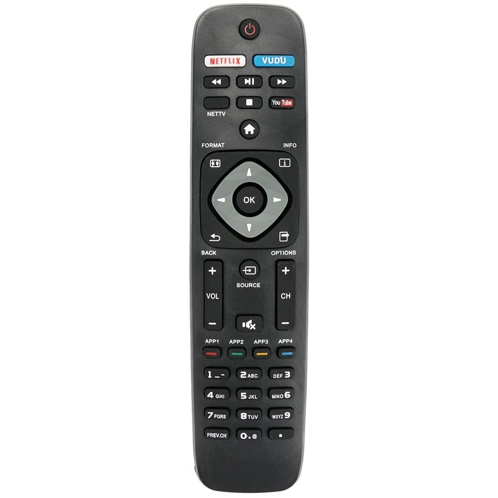 New Replacement Remote Control for Philips Smart LCD LED TVs RC4154403-01R Universal Philips LCD LED HDTV Remote Control with Voice Control, Netflix & Rakuten TV Buttons (NH500UP)
