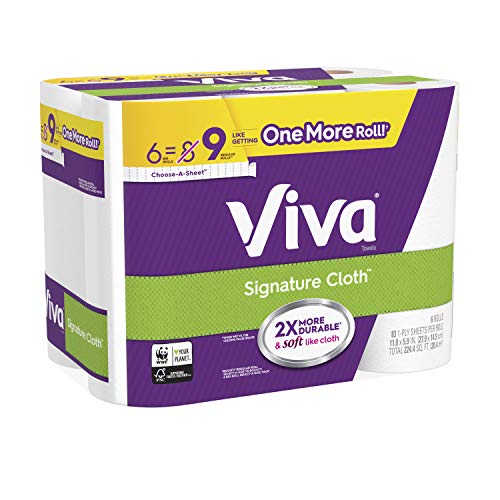 Viva Signature Cloth Choose-A-Sheet Paper Towels, White, 6 Big Rolls = 83 sheets per roll, Kitchen Paper Towels