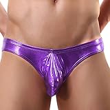 YiZYiF Men's Metallic Underwear Faux Leather Wet Look Bikini Thong Swimsuit