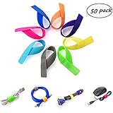 Fastening Cords By Garloy,50 Pcs Reusable Cable Straps,7-Inch Adhesive Fastening Cable Ties Organizer with Microfiber Cloth