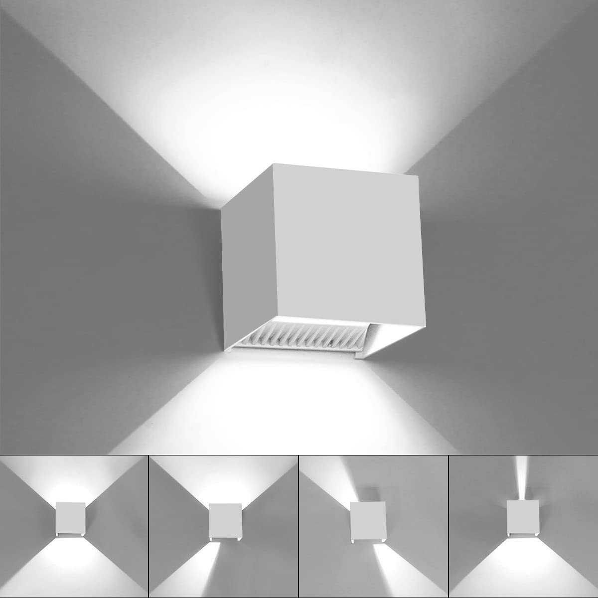 KAWELL Modern Wall Lamp LED Wall Light Up and Down Adjustable Beam Angle Aluminum Wall Wash Light Waterproof IP65 Indoor Outdoor for Bathroom Bedroom Corridor Living Room Stairs Garden, 12W 6000K