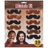 Amscan High Riding Western Party Western Mustaches Accessory, Fabric, 3" x, Pack of 10