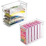 mDesign Refrigerator, Freezer, Pantry Cabinet Organizer Bins for Kitchen, 10" x 5" x 8", Pack of 2, Clear