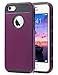 ULAK iPhone 5S Case, iPhone 5 Case, iPhone SE Case,Slim Fit Dual Layer Protection Case Shock Absorbing Hard Rugged Ultra Protective Back Rubber Cover with Impact Protection(Burgundy Wine+Black)