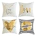 MIULEE Pack of 4, Gold Stamping Soft Solid Decorative Outdoor Square Throw Pillow Covers Set Cushion Case for Sofa Bedroom Car 18 x 18 Inch 45 x 45 cm
